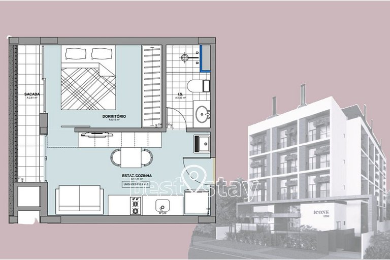 ic410- Charmoso e confortável Loft, com Garagem